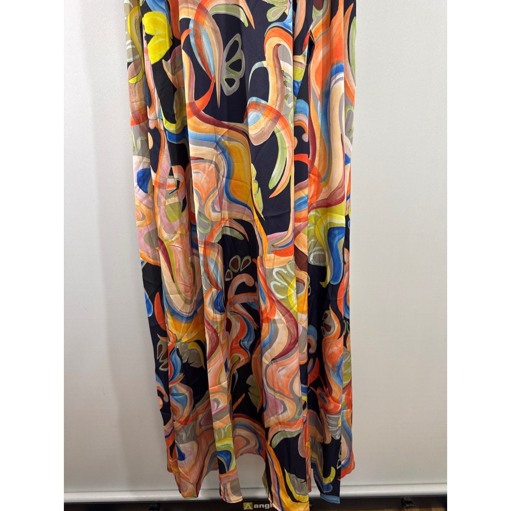 Nicole Miller New York Abstract Swirl Print V-Neck Maxi Dress Multicolor M NWT - Picture 5 of 13